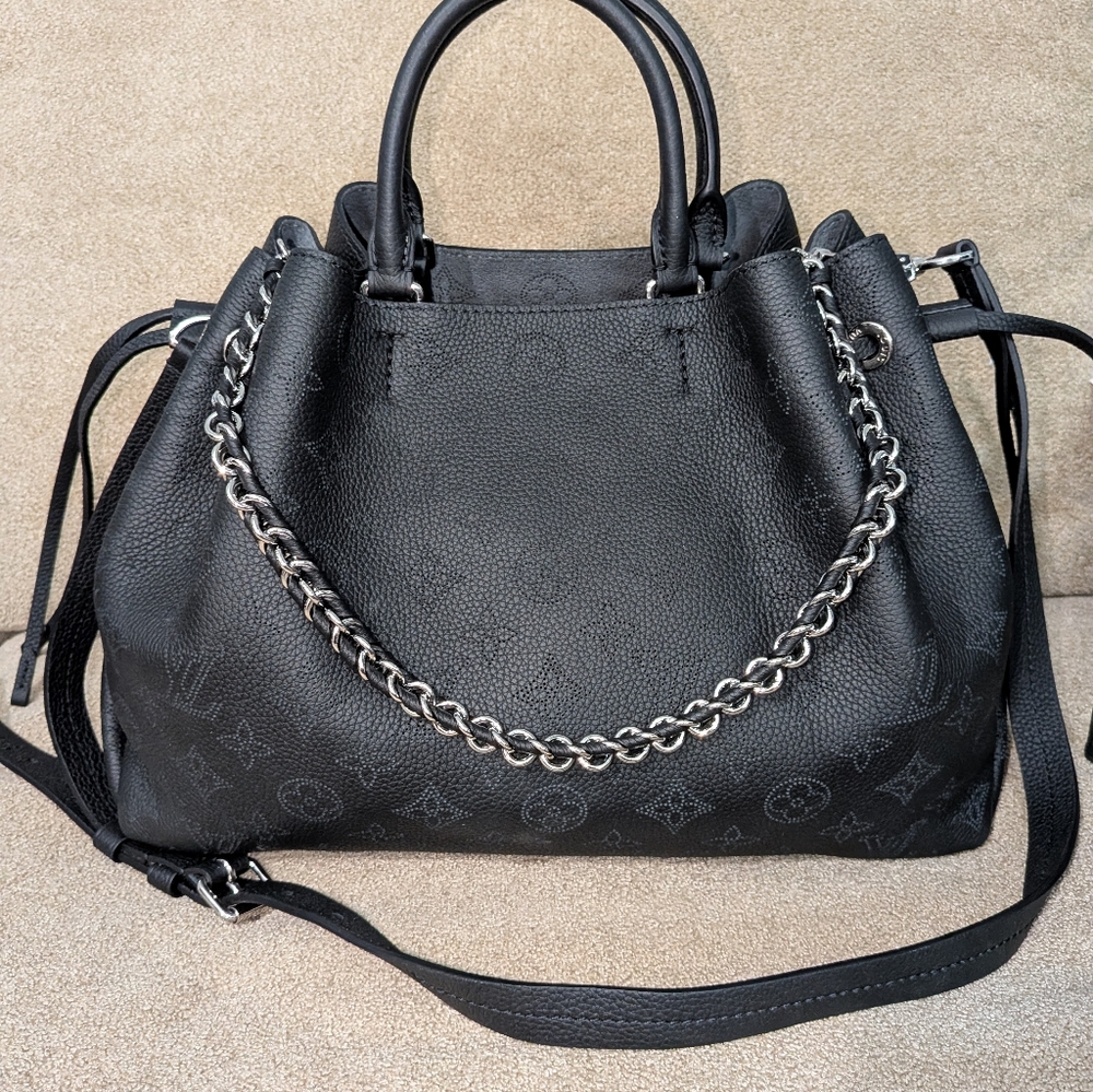 Louis Vuitton Mahina Bella Tote Monogram Black Leather Chain Strap Top Handle